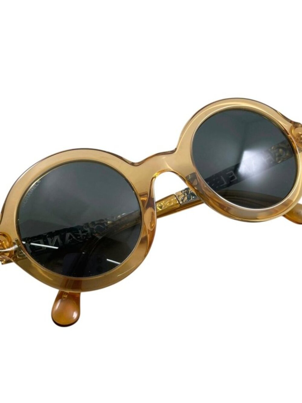 Chanel Sunglasses Clear Frame Logo Brown Silver Eyewear - Picture 5 of 8